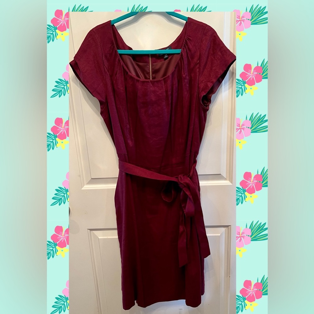Lands End Linen Blend Fully Lined Midi Dress Women’s Size 18 NWOT